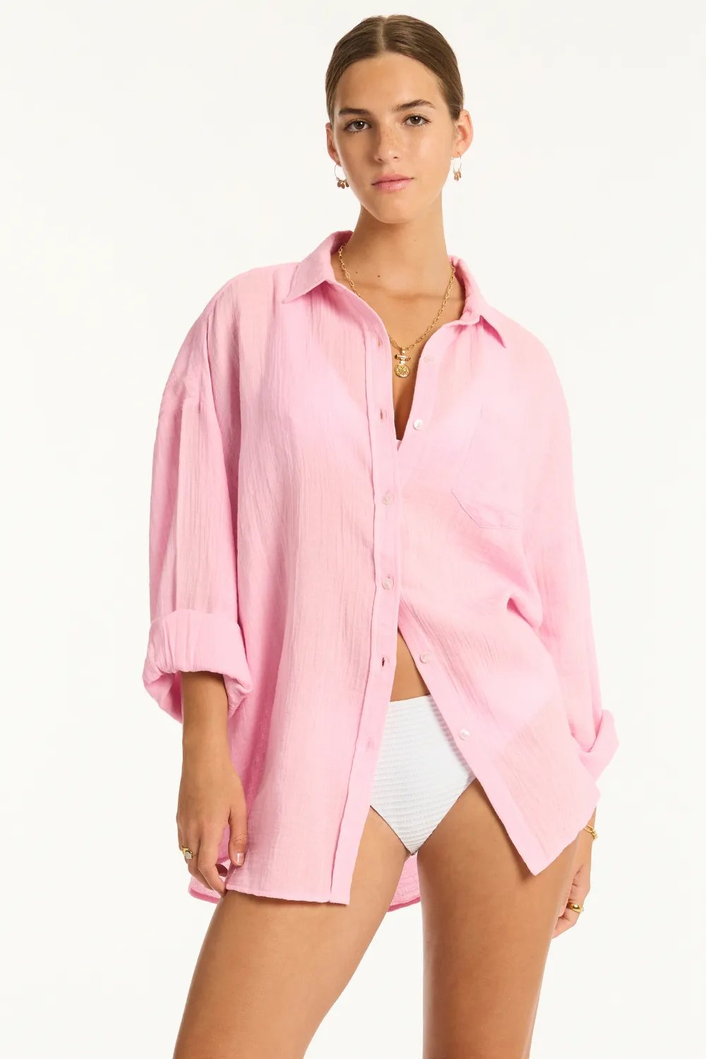 Sunset Cotton Cover Up Shirt