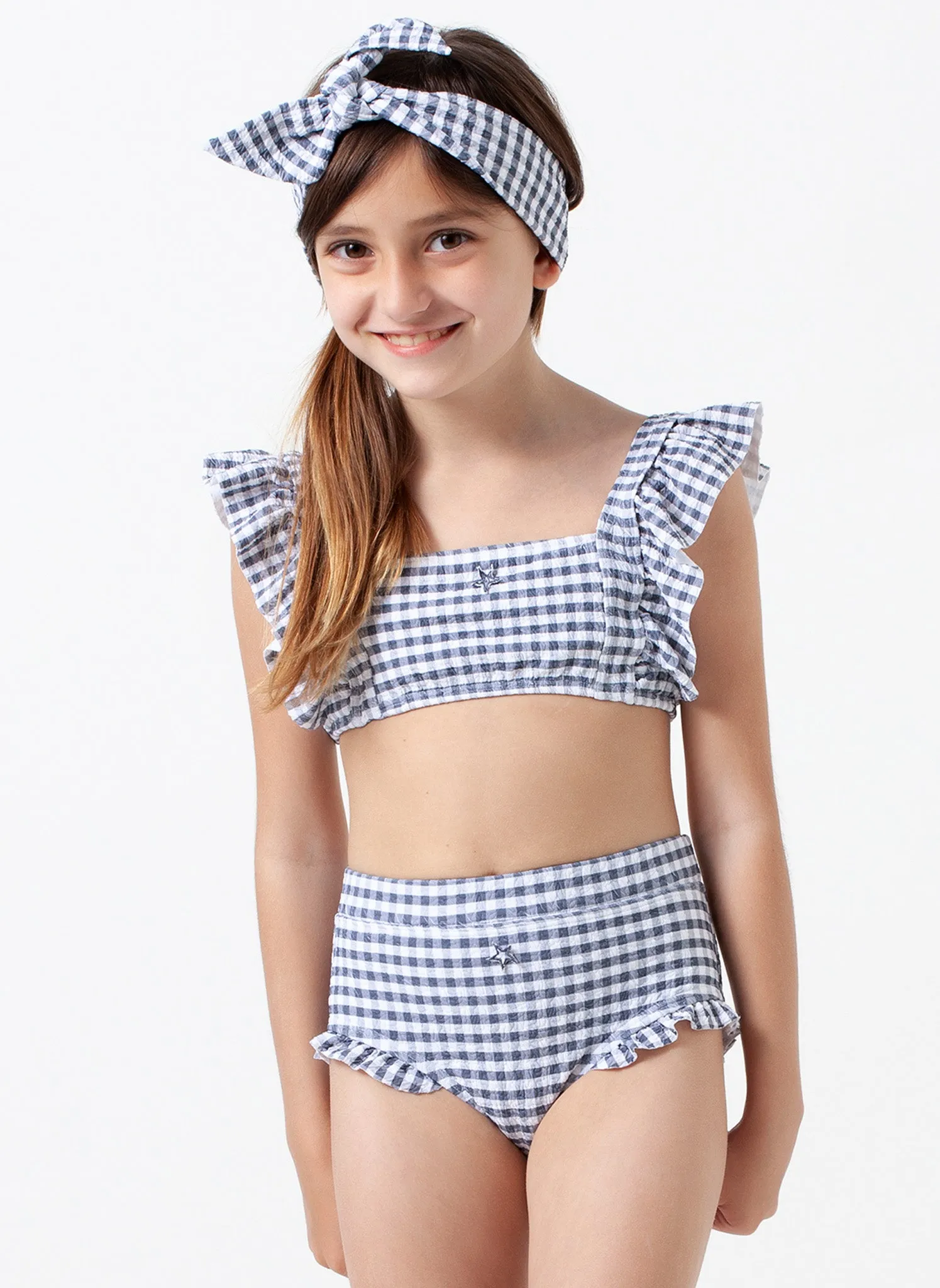 Tocoto Vintage Checked Swimwear Top