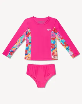 Toddler Girls Flower Long Sleeve Rashguard Set