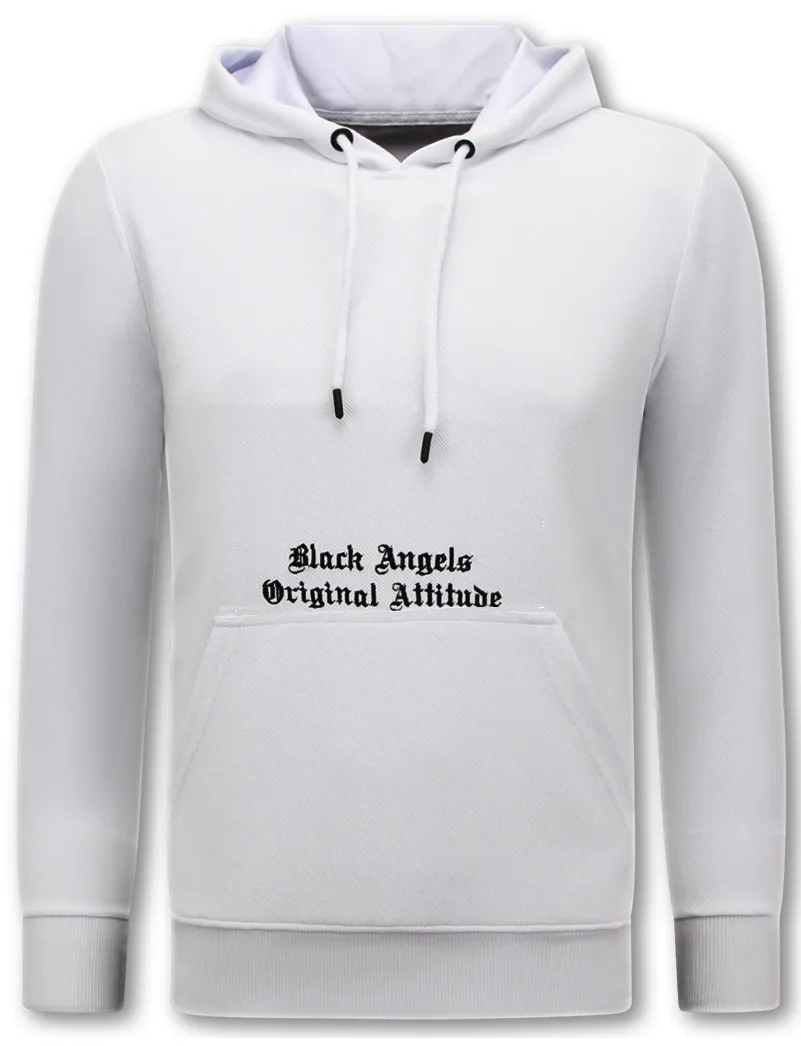 Top Star Men's Hoodie with Hood Oversized - Black Angels -3181- White