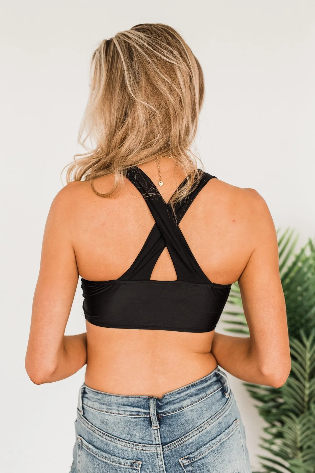 Tropical Breeze Braided Swim Top- Black