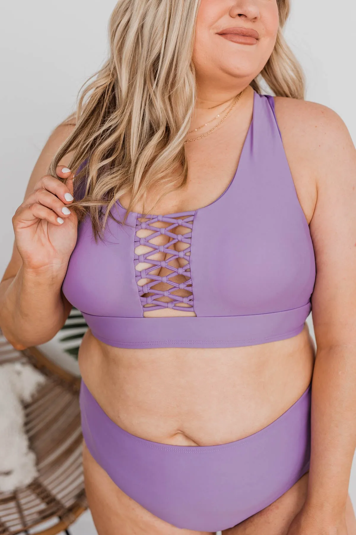 Tropical Breeze Braided Swim Top- Purple