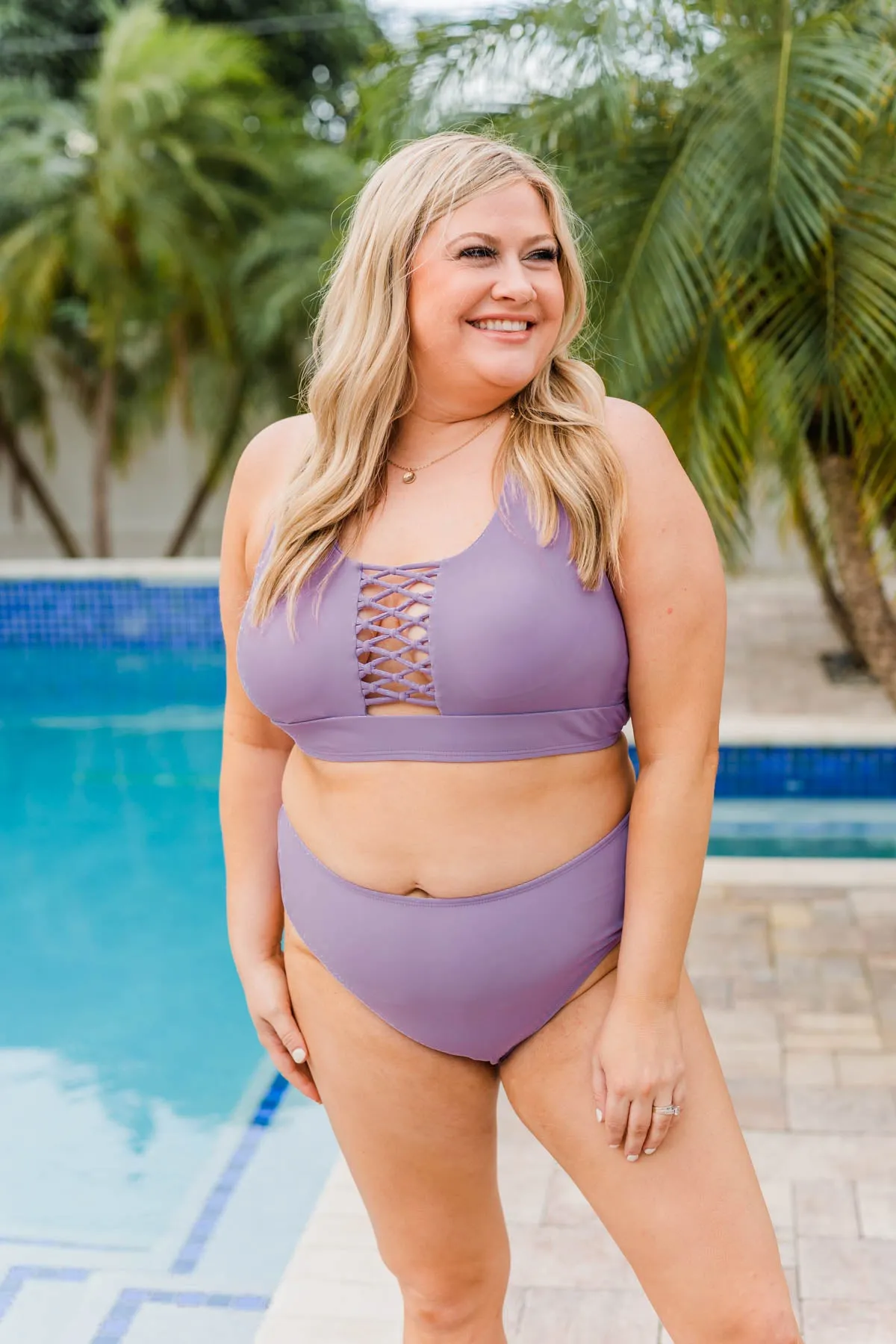 Tropical Breeze Braided Swim Top- Purple