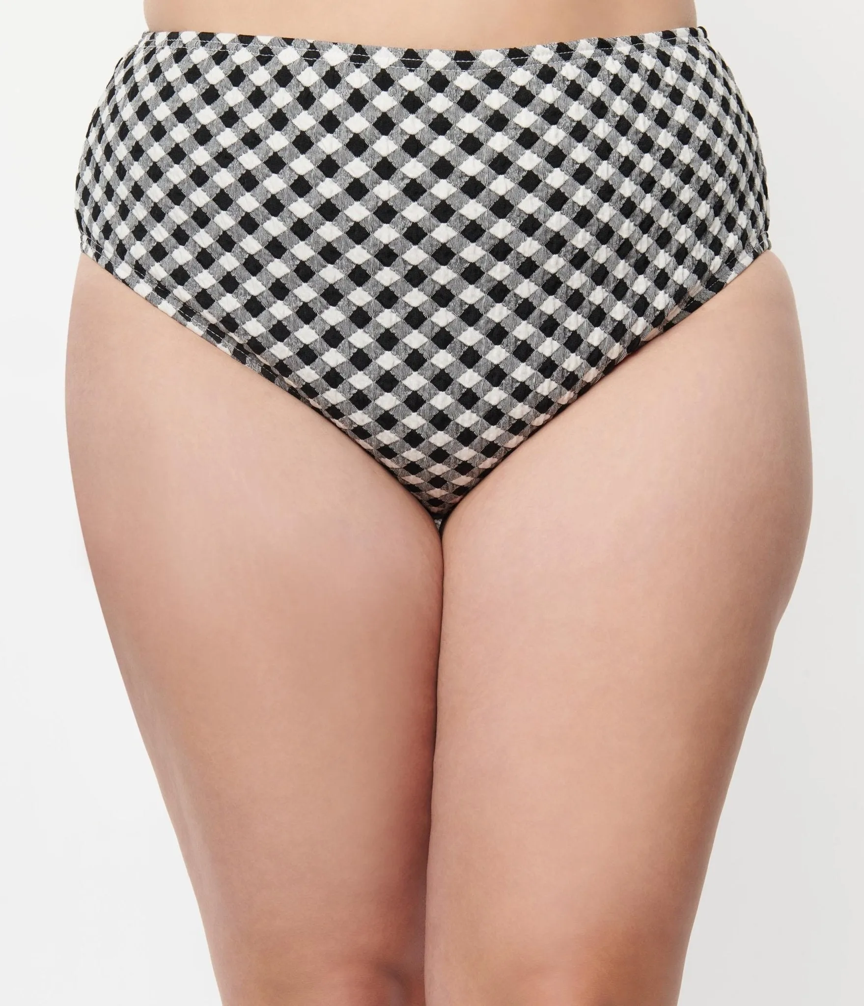 Unique Vintage Plus Size Black & White Gingham Daphne Swim Bottoms