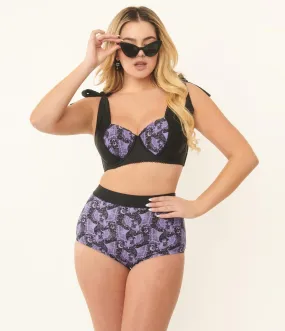 Unique Vintage Purple Lacy Bats Mrs Cooper Swim Bottoms