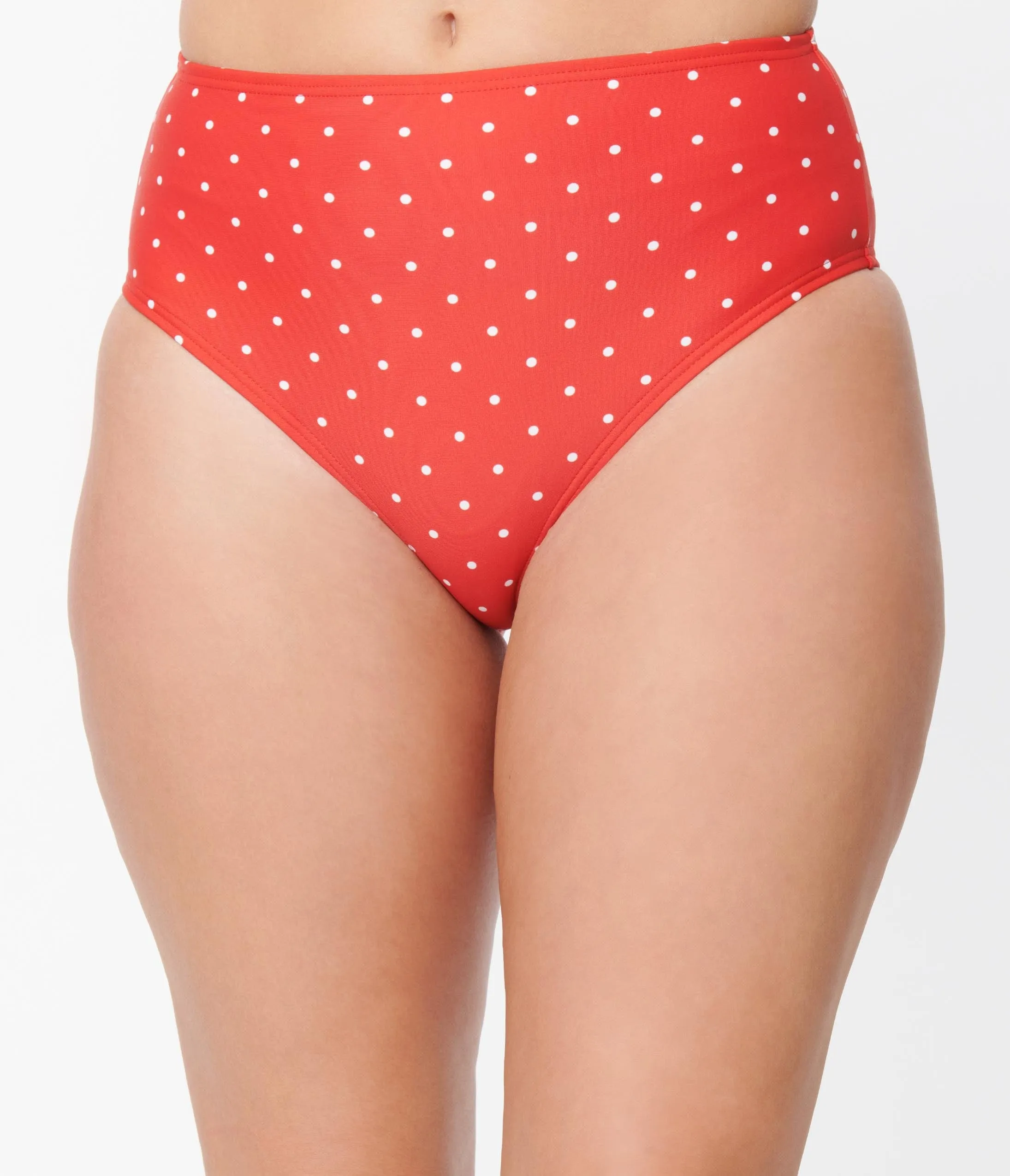 Unique Vintage Red & White Pin Dot Daphne Swim Bottoms