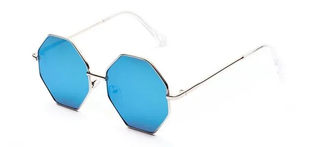 Unisex Polygon Shape Tinted Vintage Clear Sunglasses with Gradient Lens