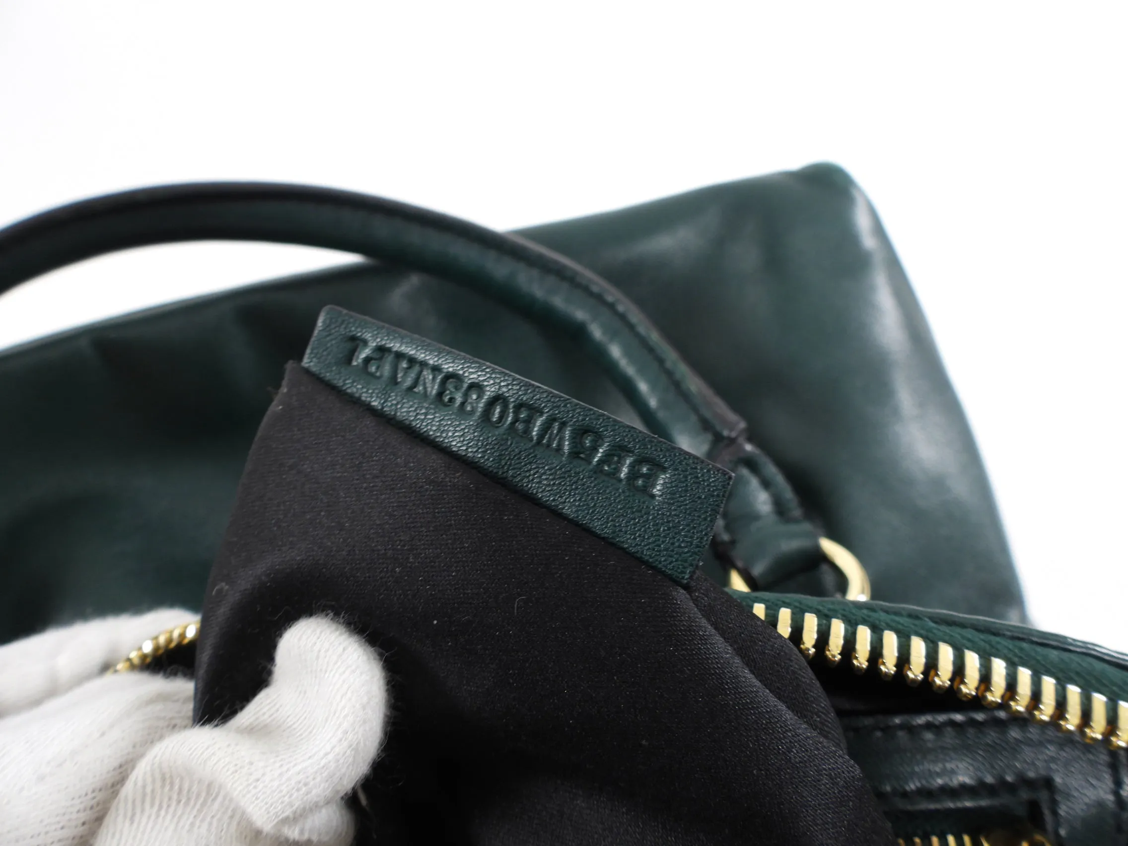 Valentino Dark Green Leather Rosette Bag