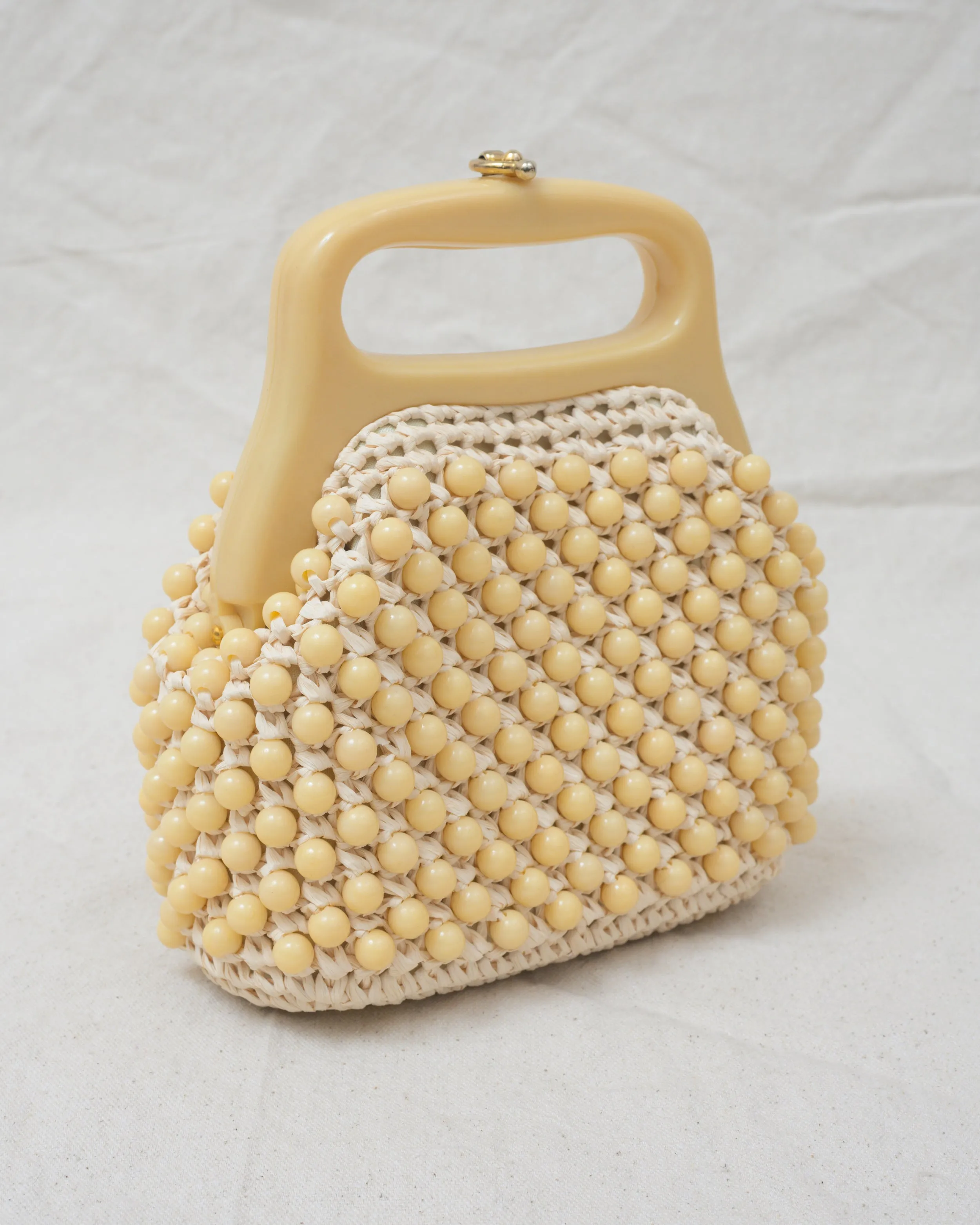 Vintage 1960 Cream Beaded Bag