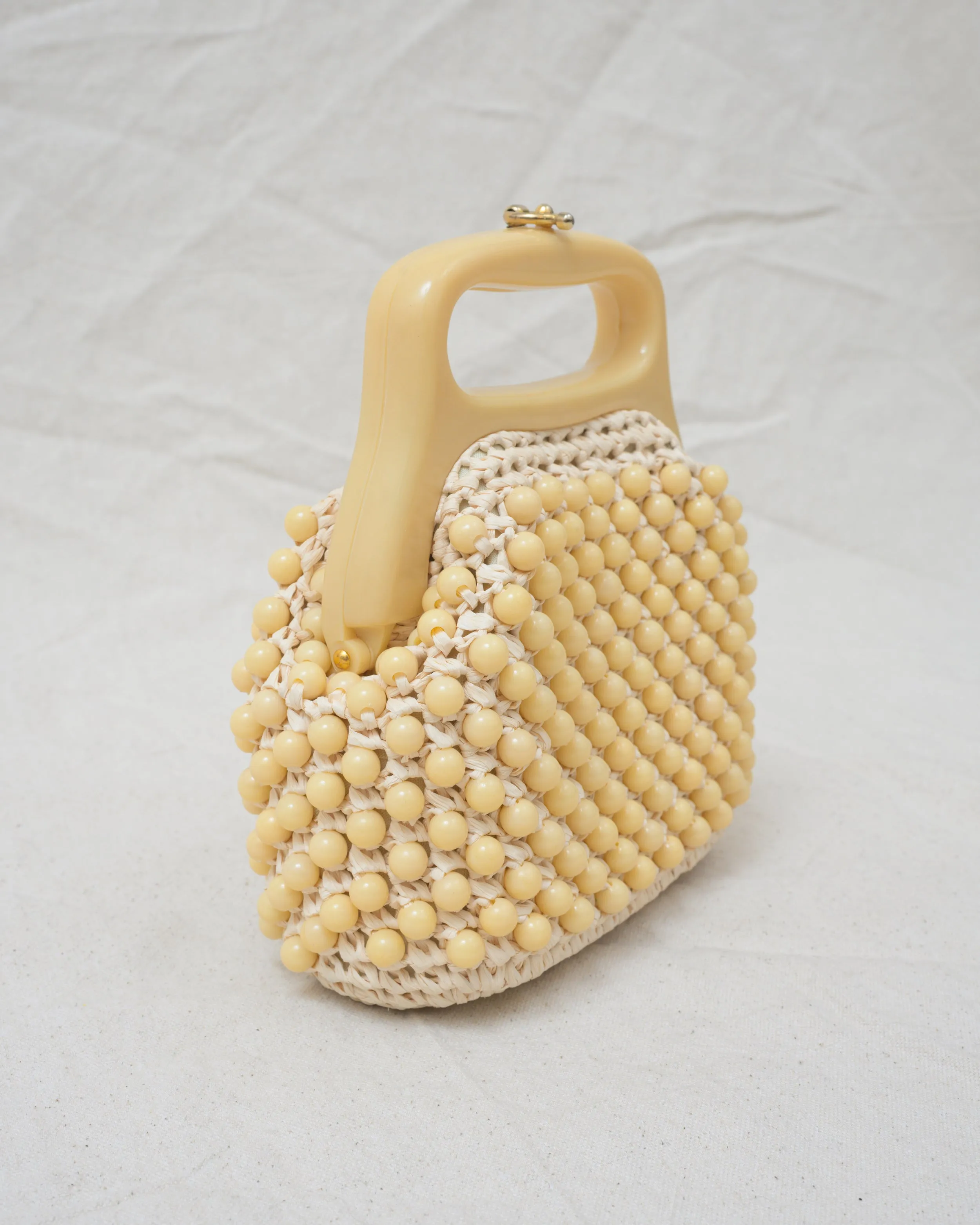 Vintage 1960 Cream Beaded Bag