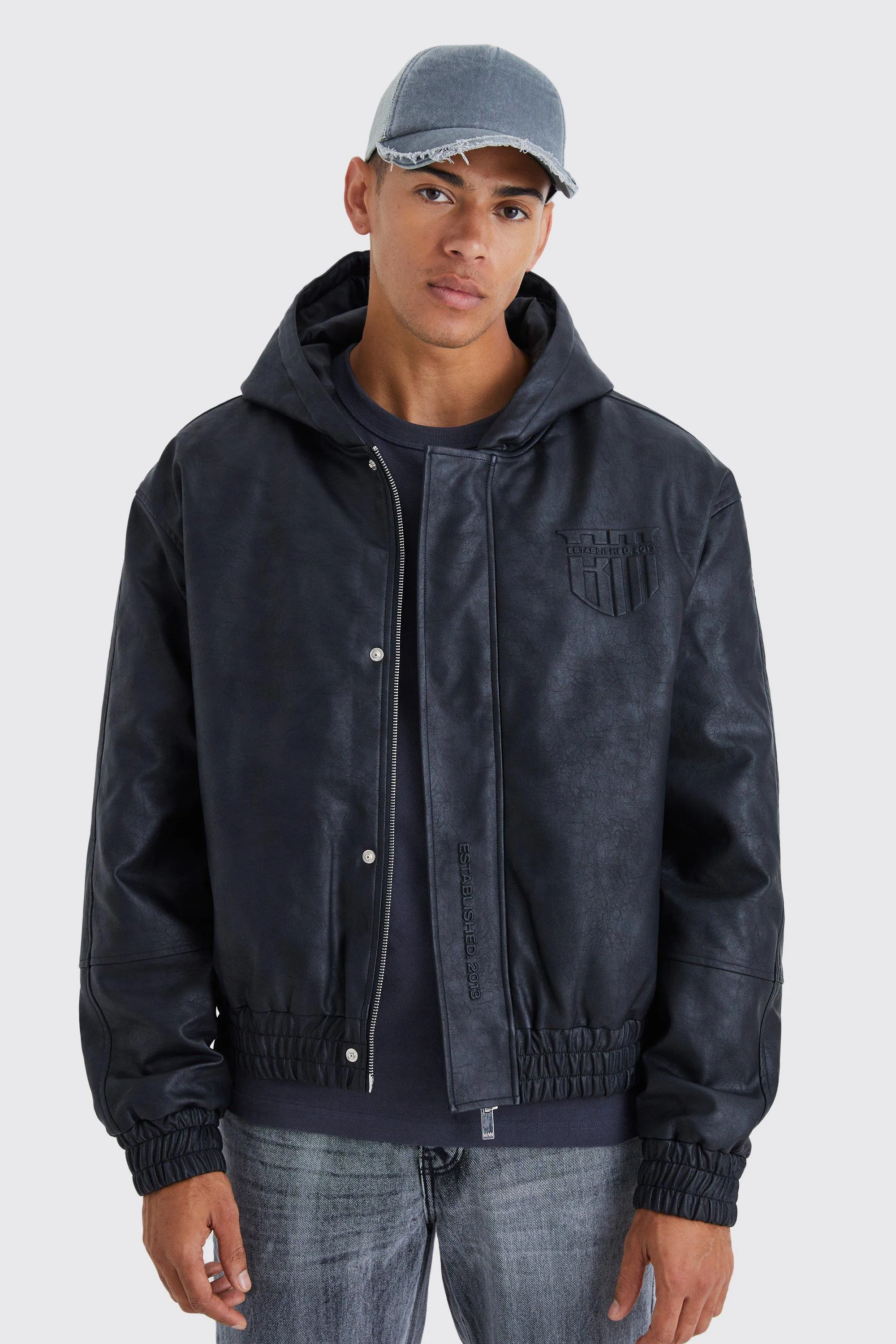 Washed Pu Bomber With Hood