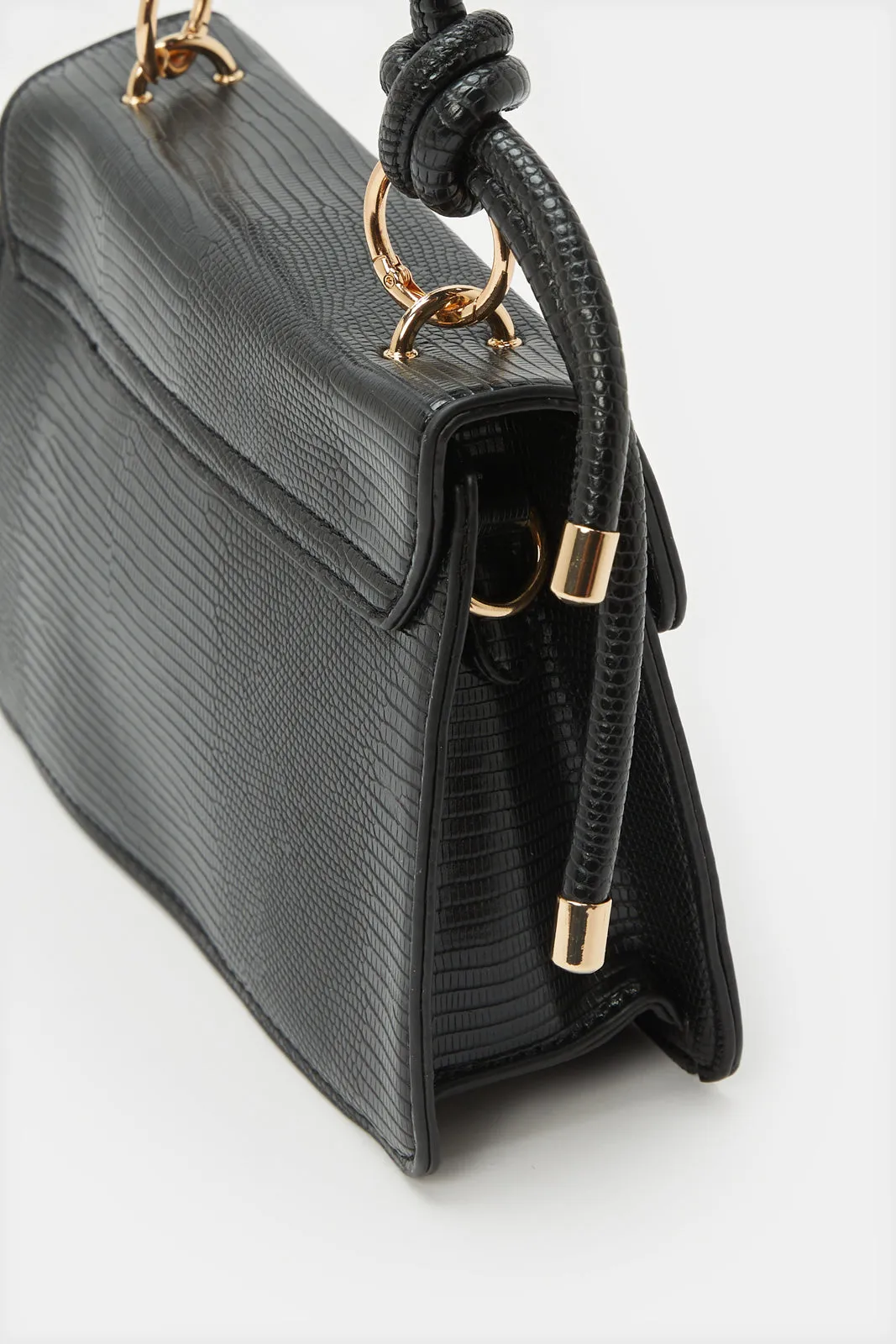 Women Black Embellished Flap Messenger Bag