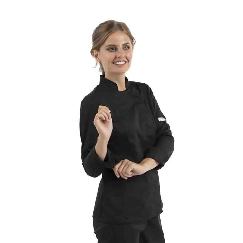 Women's Long Sleeve Black Chef Coat - MANELLI