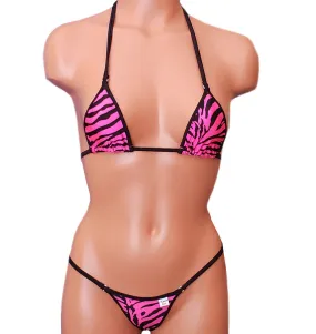 Xposed Skinz Bikinis x107 Brazilian Bikini Zebra - Pink