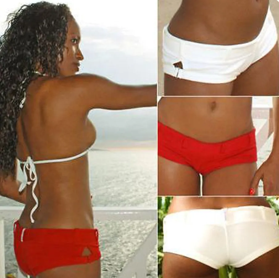 Xposed Skinz Bikinis x755 Pier Cheeky Beach Shorts Bottoms Cover-Up Red Natural