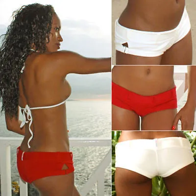 Xposed Skinz Bikinis x755 Pier Cheeky Beach Shorts Bottoms Cover-Up Red Natural